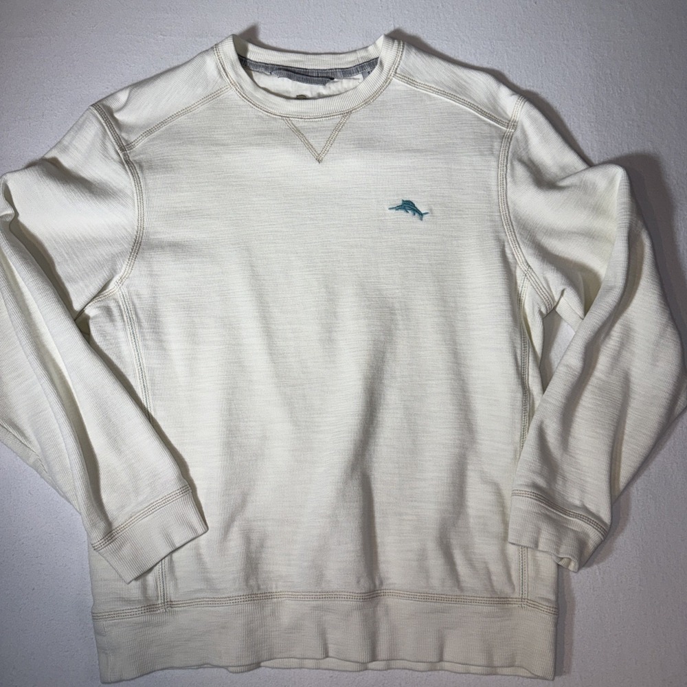 Tommy Bahama Tobago Bay Pima Cotton Tencel Crewneck Sweatshirt Size Small White